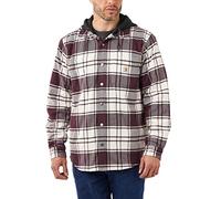 Carhartt Rugged Flex Relaxed Fit Flannel Fleece Lined Hooded Shirt Jac Chemise boutonnée Work Utility, Malt, M Homme