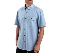 Carhartt T- Shirt à Manches Courtes avec Coupe Originale Chemise Longue à Bouton d'utilité Professionnelle, Chambray Bleu, XXXL Homme