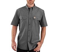 Carhartt T- Shirt à Manches Courtes avec Coupe Originale Chemise Longue à Bouton d'utilité Professionnelle, Black Chambray, XXXL Homme