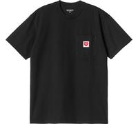 Carhartt - T-shirt en coton biologique - S/S Pocket Heart T-Shirt Black Red en Coton - Taille XS - Noir Noir XS