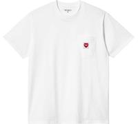 Carhartt - T-shirt en coton biologique - S/S Pocket Heart T-Shirt White Red en Coton - Taille XS - Blanc Blanc XS