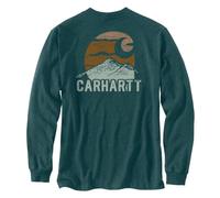 Carhartt T-Shirt Graphique de Montagne à Manches Longues pour Homme, Coupe décontractée, Bruyère Greenstone, Taille M