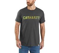 Carhartt T-shirt graphique Force Relaxed Fit à manches courtes et logo en forme de bloc Force T-shirt à manches courtes et poche Coupe décontractée Homme, Gris, XXL