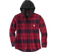 Carhartt Veste Flannel Fleece Lined Hooded Shirt Jac Oxblood XXL
