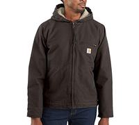 Carhartt Veste utilitaire en coton duck délavé avec doublure en sherpa pour homme, coupe décontractée, marron foncé, Medium