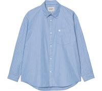 Carhartt WIP - Chemise en popeline de coton - L/S Keene Shirt Keene Stripe Curacao pour Homme en Coton - Taille M - Bleu Bleu M