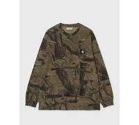Carhartt WIP - T-shirt ample en coton biologique - L/S Feather Tree T-Shirt Camo Feather Tree Khaki Shungite Garment Dyed en Coton - Taille M - Kaki Kaki M