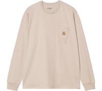 Carhartt WIP - T-shirt en coton avec poche poitrine - L/S Pocket T-Shirt Puddle pour Homme en Coton - Taille L - Gris Gris L
