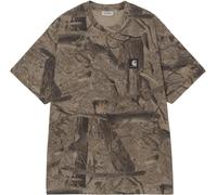 Carhartt WIP - T-shirt oversize en coton biologique - S/S Feather Tree T-Shirt Camo Feather Tree Khaki Shungite Garment Dyed en Coton - Taille XL - Kaki XL