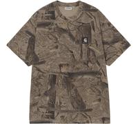 Carhartt WIP - T-shirt oversize en coton biologique - S/S Feather Tree T-Shirt Camo Feather Tree Khaki Shungite Garment Dyed en Coton - Taille L - Kaki L