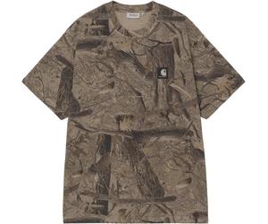 Carhartt WIP - T-shirt oversize en coton biologique - S/S Feather Tree T-Shirt Camo Feather Tree Khaki Shungite Garment Dyed en Coton - Taille L - Kaki L
