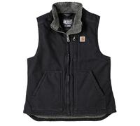 Carhartt Women's Loose Fit Washed Duck Sherpa-Lined Mock Vest, Black, Small
