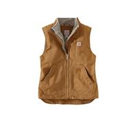 Carhartt Women's Loose Fit Washed Duck Sherpa-Lined Mock Vest, Brown, Small