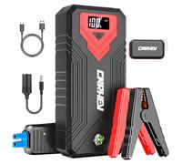 CARHEV Powerbank de démarrage pour voiture, démarreur de voiture portable (jusqu'à 8,0L d'essence ou 8,0L de diesel), démarreur de voiture 12V avec charge rapide USB et lampe de poche LED démarreur