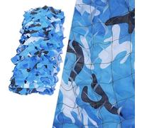 CARHLEAN Filet de Camouflage Bleu Filet Camo 1x8m,2x6m,3x14m,5x10m,7x17m,12x12m Filets Militaire Couverture Camouflage Filet de Ombrage pour Camping,Chasse(4X8M)