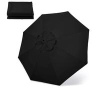 CARHLEAN Toile de Rechange à 8 Baleines pour Parasol de Jardin,Auvent de Rechange pour Parasol,Housse de Parasol pour Parapluie,Toile de Parasol 3/2.7m(Couleur:Noir,Taille:300cm)
