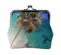 Caribbean Island Petit porte-monnaie pour femme, pochette rectangulaire avec fermeture à baiser, format de poche, mini porte-monnaie pour femme