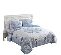 Caribbean Joe Coastal Parure de lit 3 pièces pour lit Double/Grand lit | Parure de lit matelassée douce et légère 100 % polyester comprenant une couette et deux taies d'oreiller dans un design