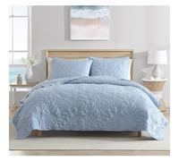 CARIBBEAN JOE Parure de lit 2 pièces pour lit jumeau avec Motif Plage côtière, Bleu