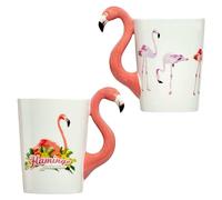 Caribou Living Lot de 2 Tasses Fantaisie avec poignée en Forme de Flamant Rose pouvant contenir 380 ML pour Boissons Chaudes, thé, café, Chocolat Chaud et Boissons Froides (Rose mélangé)
