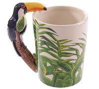 Caribou Living Tasse fantaisie avec poignée en forme d'oiseau de la jungle 400 ml pour boissons chaudes, thé, café et boissons froides
