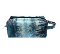 Caribou Tree Forest Sac de rangement cosmétique pour femme Trousse de toilette à suspendre Sac de voyage en cuir Trousse à crayons d'école, Multicolore 07, 8.2x3.1x3.5 in/21x8x9 cm