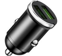 Caricatore USB Auto, Caricabatteria Auto Mini, Doppia USB Quick Charge 3.0 Accendisigari, Adattatore Accendisigari, 2 Prese, per Smartphone Tablet iOS Android, Galaxy, Xiaomi