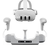 Caricatore Vr 3 In 1 Base Di Contatto Dock Di Ricarica Montabile A Parete Con Indicatore Luminoso A Led Per Quest 3 Occhiali/Maniglie Base Di Ricarica Accessori Antiscivolo[Z1208]
