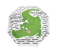 Caricature D'Alligator Animal Africain Parapluie Pliable Pliant à Ouverture Automatique Parapluies Pliant Coupe-Vent pour Voyager Plage Femmes Enfants Homme Fille