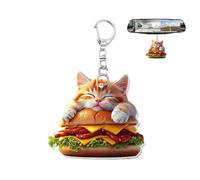 Caricature de porte-clés de caresses | Clé à clé plate pour clés de voiture, pendentif de sac d'école en acrylique, pendentif de sac à main de chat hamburger portable pour garçons, filles, B, Consulte
