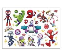 Caricature Spiderman 8 feuilles Kid-friendly Tatouage Ensemble Temporaire, des motifs amusants et créatifs pour les garçons et les filles ! Non toxique et doux pour la peau, parfait pour les fêtes d’a