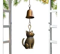 Carillon à Chat - Décoration De Jardin avec Carillon en Forme De Chat | Cloches Décoratives pour Balcon Terrasse Et Maison avec Pendule en Statuette Animaux