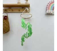 Carillon à vent attrape-rêves à base de coquillage pour intégration décorative dans des schémas intérieurs minimalistes rustiques ou éclectiques (vert)
