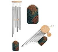 Carillon à vent avec œil de léopard derrière le feuillage dense de la jungle - Carillon funéraire avec 6 tubes en aluminium - Décoration de jardin
