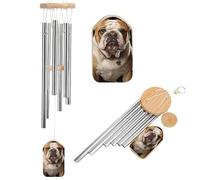 Carillon à vent commémoratif en forme de bouledogue anglais pour l'extérieur, ton profond, 6 tubes en aluminium, carillon éolien de condoléances pour la perte d'une mère, d'un père, cadeaux funéraires