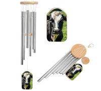 Carillon à vent commémoratif en forme de vache noir et blanc pour l'extérieur de 52,1 cm pour la perte d'une mère ou d'un père bien-aimé, décoration de terrasse, jardin, porche, cadeau de condoléances