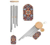 Carillon à vent commémoratif marocain en patchwork pour extérieur ton profond 52,1 cm, 6 tubes en aluminium, carillon éolien de condoléances, décoration de jardin, terrasse, pelouse, cadeau de deuil