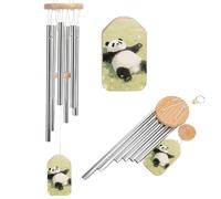 Carillon à vent commémoratif panda allongé sur la pelouse pour l'extérieur 52,1 cm carillon éolien pour la perte d'une mère ou d'un père bien-aimé, décoration de terrasse, jardin, porche, cadeau de
