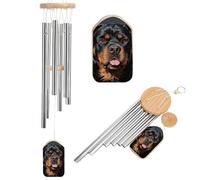 Carillon à vent Cool Rottweiler en bois et métal pour extérieur, jardin, intérieur, décoration d'intérieur, cadeau commémoratif avec son relaxant pour terrasse, cour, chambre à coucher
