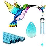 Carillon a Vent de Colibri, Decoration Jardin Metal pour l'intérieur et l'extérieur, cadeaux pour maman, Ornements Peints à Suspendre pour Jardin, Décoration d'intérieur