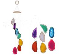 Carillon à vent en agate à suspendre,Décoration de jardin,Carillon à vent pour l'extérieur et l'intérieur,Carillon à vent coloré avec son doux pour la méditation et la Saint-Valentin