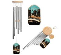Carillon à vent en aluminium avec 4 chats noirs allongés sur le clavier de piano pour l'extérieur de 52,1 cm avec 6 tubes accordés pour créer une atmosphère zen pour terrasse, cour, porche, jardin