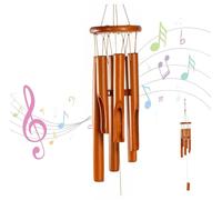 Carillon à vent en bambou - 6 tubes - 78 cm - Carillon à vent en bois à suspendre pour l'intérieur - Cadeau commémoratif vintage pour l'extérieur, le jardin, la terrasse et la décoration de la maison
