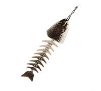 Carillon à vent en forme d'arête de poisson en métal pour l'extérieur avec construction en fer et cercle de suspension, convient pour la décoration de jardin, de porche ou de terrasse