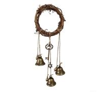 Carillon à vent en forme de cloche de sorcière à suspendre avec placage en laiton résistant à la rouille et matériaux naturels pour une utilisation en intérieur et en extérieur (style 512 cm)