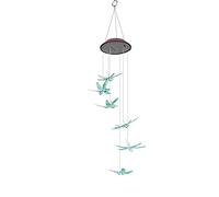 Carillon à vent en forme de libellule à LED, panneau solaire étanche pour l’extérieur, lampe de décoration de jardin à énergie solaire avec LED à changement de couleur, résistante (Libellule verte)