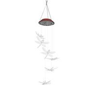 Carillon à vent en forme de libellule à LED, panneau solaire étanche pour l’extérieur, lampe de décoration de jardin à énergie solaire avec LED à changement de couleur, résistante (Libellule
