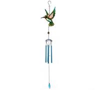 Carillon à vent en métal à suspendre en forme de colibri et cloche, convient pour les jardins extérieurs, les terrasses, les espaces intérieurs avec crochet en S pour accrocher (D)