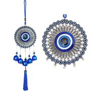 Carillon à vent en métal à suspendre en forme de mauvais ?il bleu pour la maison,le jardin