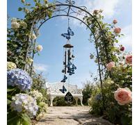 Carillon à vent en métal avec libellule papillon colibri motifs artistiques pour décoration extérieure et détente (papillon)